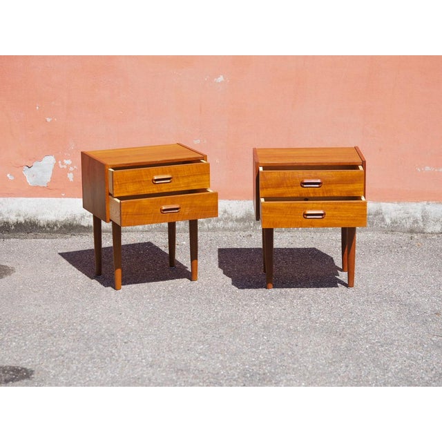 Vintage Teak Veneer Bedside Tables, Denmark, 1960, Set of 2 For Sale - Image 6 of 13