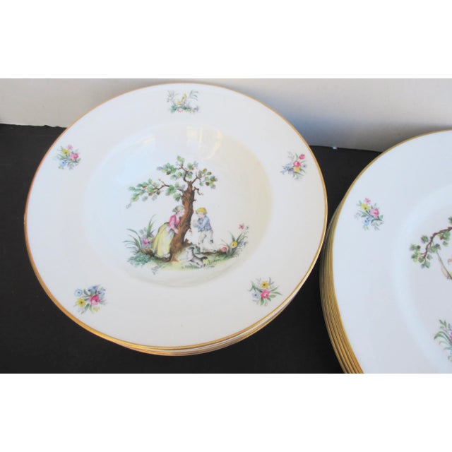 1950s Royal Worcester Watteau Pattern Service Plates - a Group of 22 For Sale - Image 5 of 9