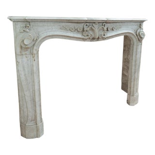 Antique Louis XV Style Fireplace in White Carrara Marble, Early 19th Century For Sale