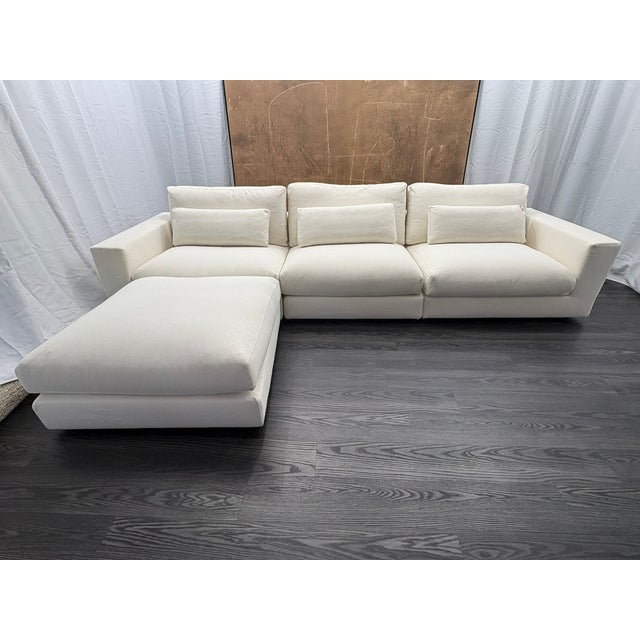 Wood Rh Lugano Modular 4-Piece Sectional | Italy | Down | Performance Linen Weave – Natural For Sale - Image 7 of 18