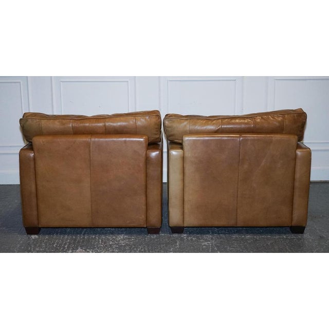 Tan Leather Armchairs by Timothy Oulton Viscount For Sale - Image 4 of 18