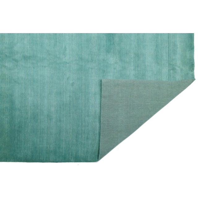 Modern Apadana's Modern Gabbeh Hand-Loom Wool Area Rug in Deep Teal For Sale - Image 3 of 10