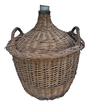 Large French Damme Jeanne with Woven Basket, 1920s