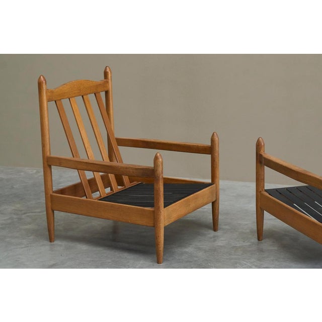 Vintage French Lounge Chairs in Oak, 1950s, Set of 2 For Sale - Image 10 of 17