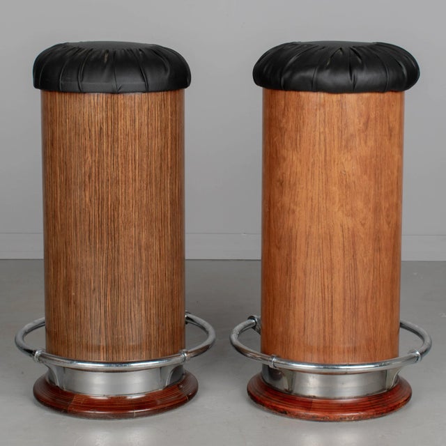 Pair of Italian Art Deco Style Bar Stools For Sale - Image 4 of 8