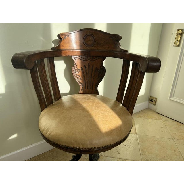 Cast Iron and Oak Captains Chair For Sale - Image 4 of 13