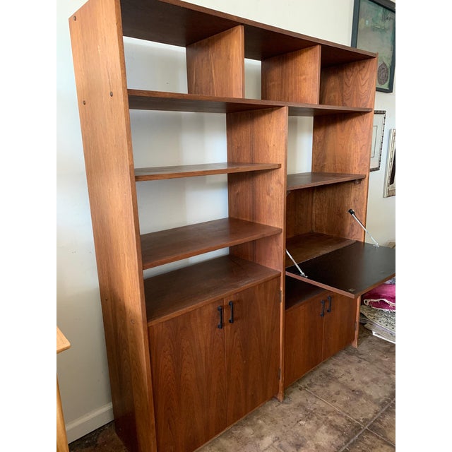 MidCentury Walnut Shelving Unit with Desk Chairish