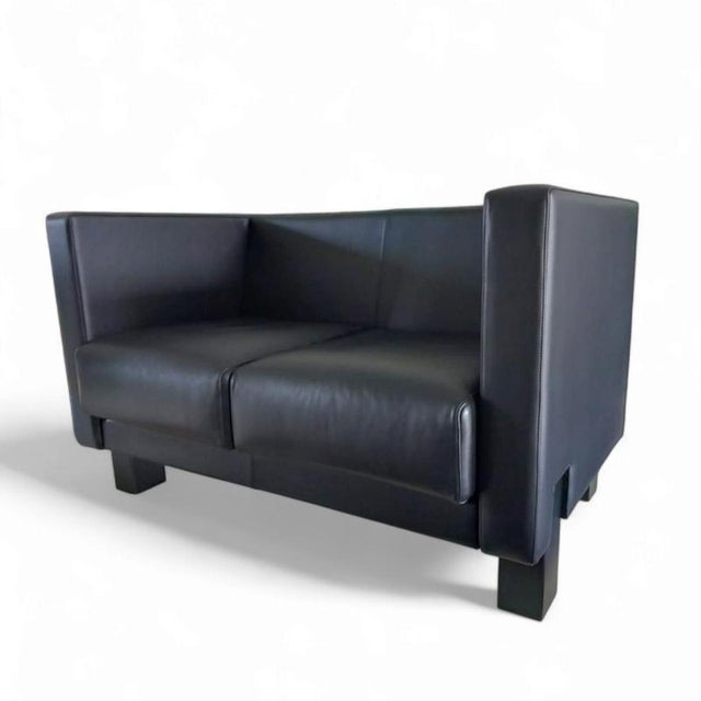 Moji Armchairs and 2-Seater Sofa in Black Leather by Shigeru Uchida for Poltrona Frau, Set of 5 For Sale - Image 11 of 18