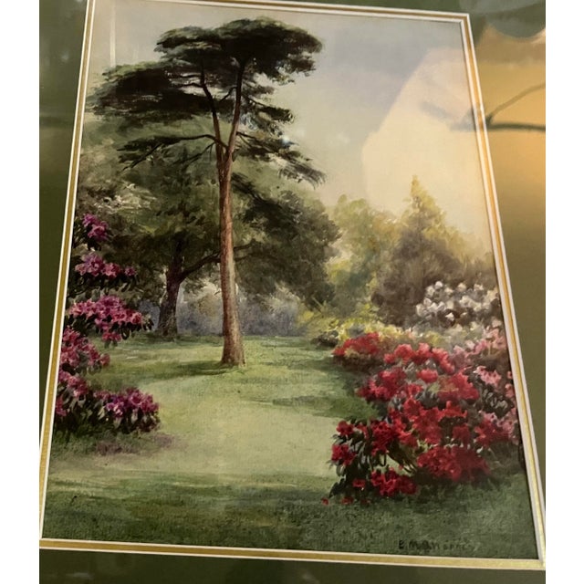 Realism 1940s E M B Warren Original Watercolor of a Garden For Sale - Image 3 of 8