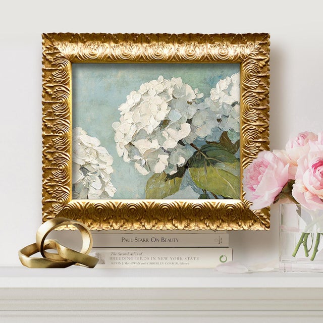 This is a giclee print on a fine art heavy weight paper, of vintage hydrangea blooms. The giclee is an exact reproduction...
