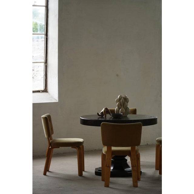 Vintage Danish Round Art Deco Console Table in Ebonized Oak, 1930s For Sale - Image 18 of 18