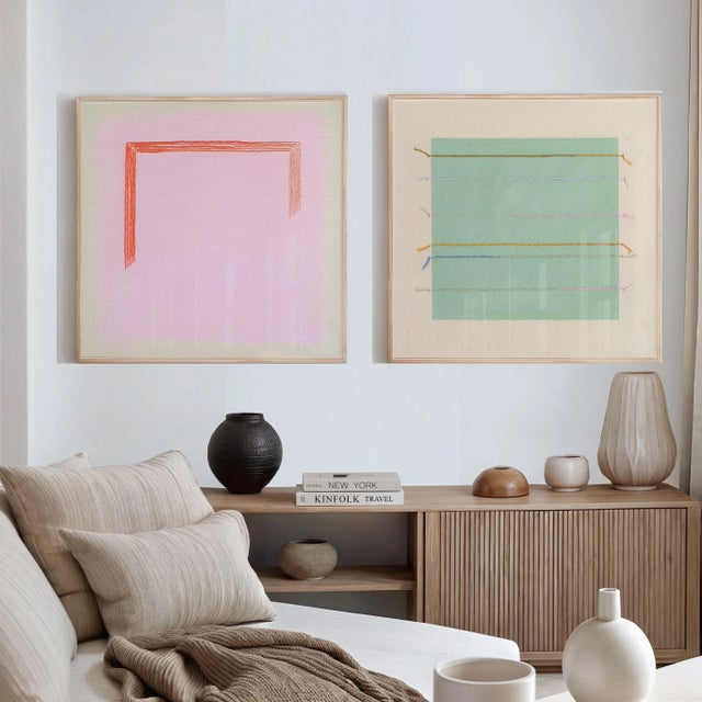 'Magenta Traffic Cone' and 'Bright Sage'' Fine Art Prints, Pair by Emily Keating Snyder Prints are 30 x 30 in. each and...