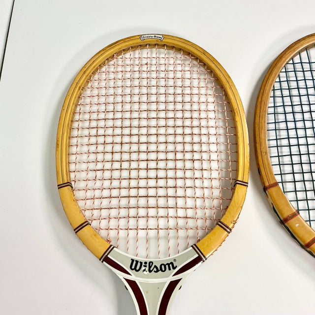 Vintage Americana Boho Chic Wood Wilson Tennis Rackets Decorative Wall Objects - Set of 2. For Sale - Image 11 of 12