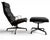 Fantastic Eames Soft Pad lounge Chair and Ottoman with black leather. Unusual dark graphite frame makes this a rare find....