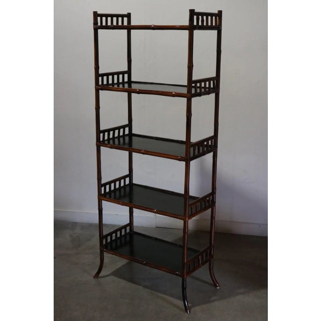 Up for sale is a 19th Century bamboo lacquered bookcase from China