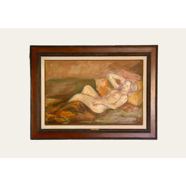 Brown Jan De Ruth "Study of a Nude Girl" Framed Oil Painting Signed For Sale - Image 8 of 10