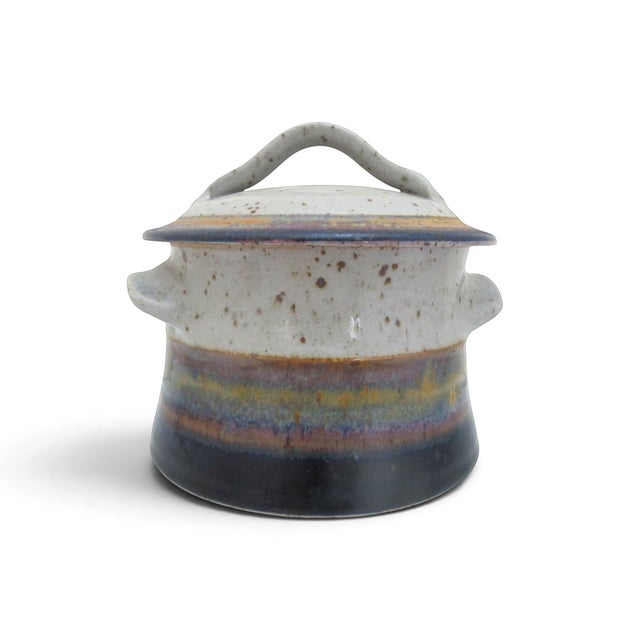 Ceramic Signed Ralph Lodewick Stoneware PNW Studio Pottery Crock Jar Pot With Lid For Sale - Image 7 of 11