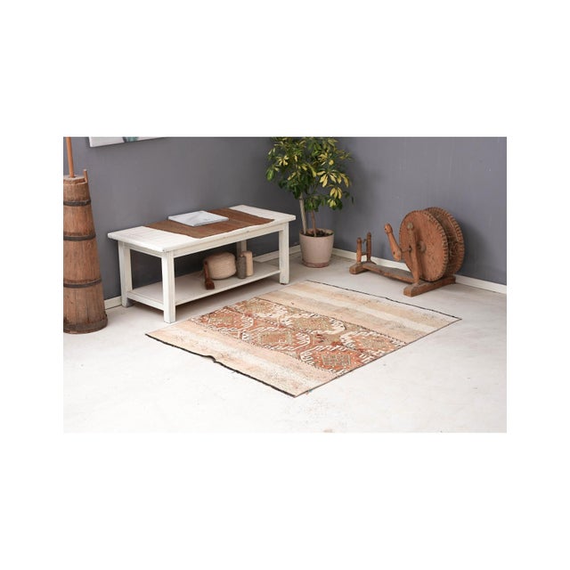 Faded Vintage Decorative Kilim Rug - 4`1″ X 5`1″ For Sale In Los Angeles - Image 6 of 6