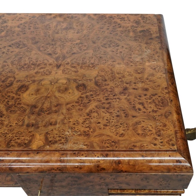 1930s Large Art Deco Desk Amboyna Writing Desk Chrome Legs For Sale - Image 13 of 15