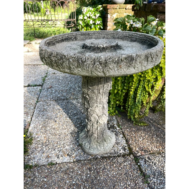 1960’s Faux Bois Cast Stone Garden Bird Bath Chairish