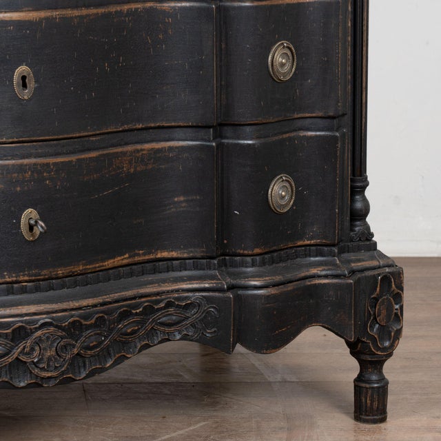 Late 18th Century Late 18th Century Black Rococo Oak Chest of Five Drawers, Denmark For Sale - Image 5 of 13