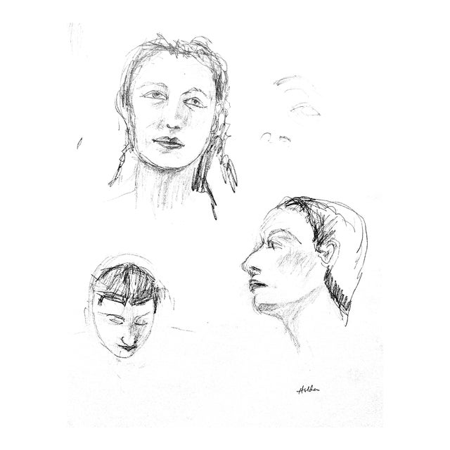 "Ladies" Contemporary Abstract Figurative Drawing by Martha Holden For Sale