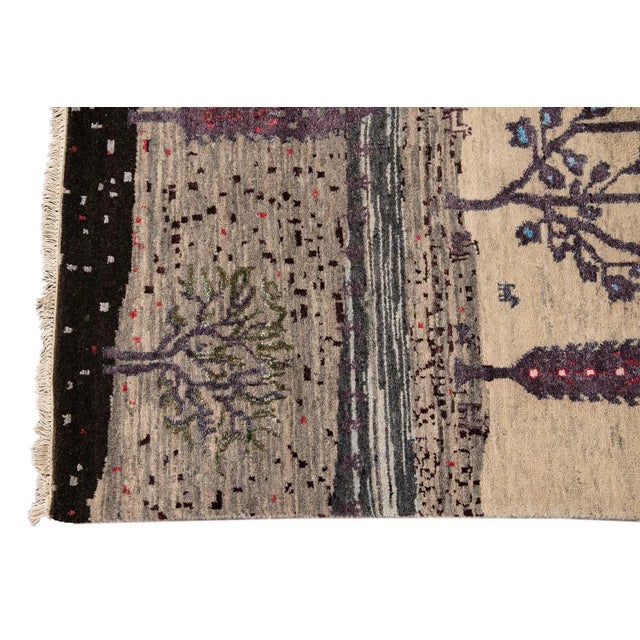 Early 21st Century 21st Century Modern Indian Gabbeh Style Rug For Sale - Image 5 of 12