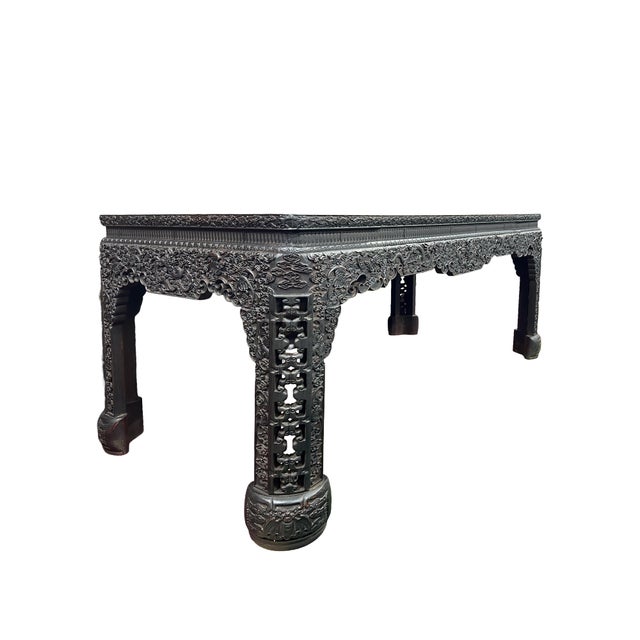 Oriental Dragons Relief Carving Rectangular Painting Console Table Desk For Sale - Image 12 of 13