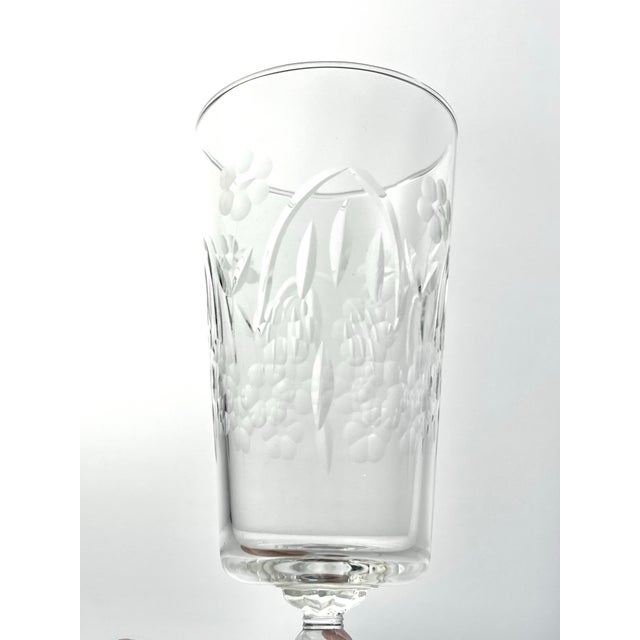 1950s Vintage Set of 8 Etched Flower Iced Tea Glasses For Sale In Dallas - Image 6 of 7