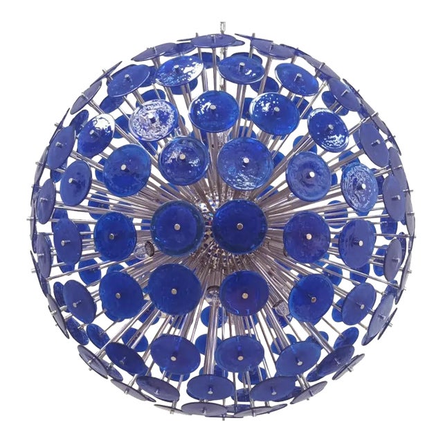 21st Century Blue Pulegoso Disco Sputnik Chandelier by Fabio Ltd For Sale