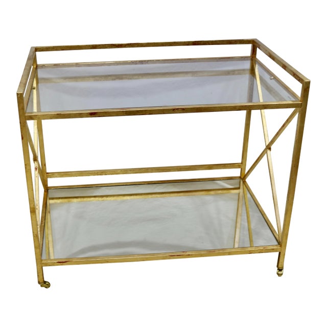 Vintage Florentine Italian Gilt Gold Leafed Bar Cart For Sale