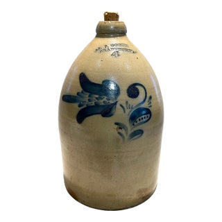 Mid 19th Century Extremely Rare Has Original Cork 4-Gallon F. P. Goold Brantford Pottery Jug For Sale