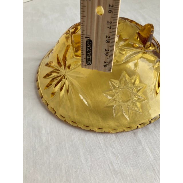 Amber Vintage Anchor Hocking Amber Glass Footed Star of David Candy Dish For Sale - Image 8 of 9