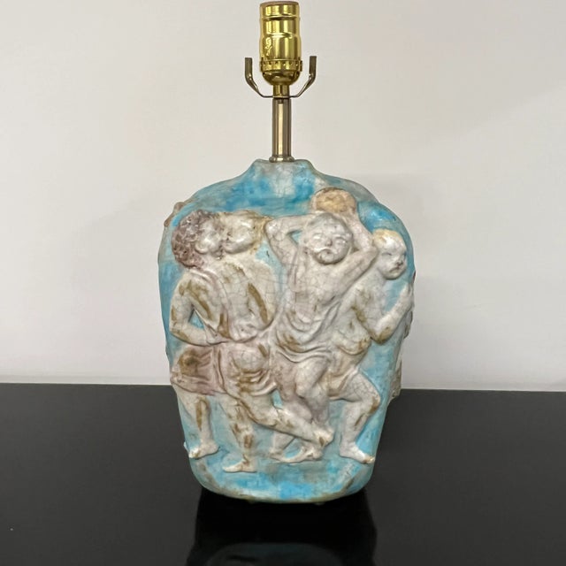 Ceramic Figural Neoclassical Table Lamp by Marcello Fantoni Featuring Angels For Sale - Image 7 of 10