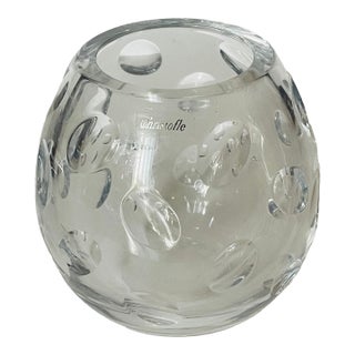 1970s Christofle France Cluny Art Glass Crystal Ball Vase For Sale