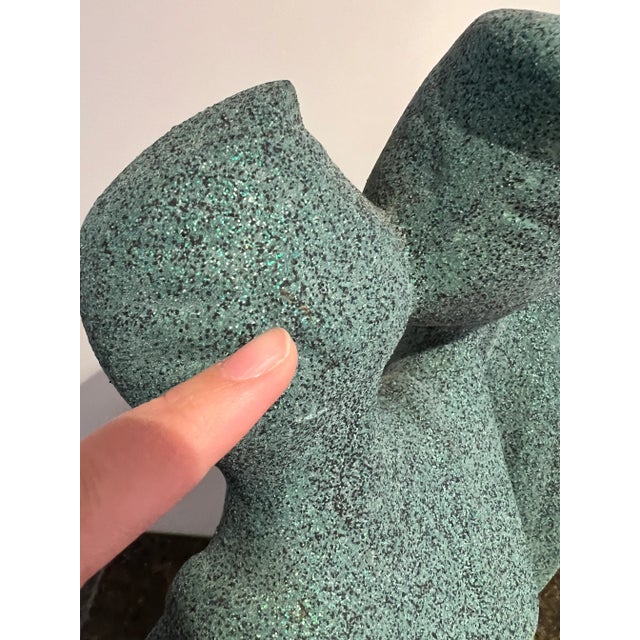 1980s Postmodern Memphis Figurative Teal Couple Sculpture For Sale - Image 10 of 12
