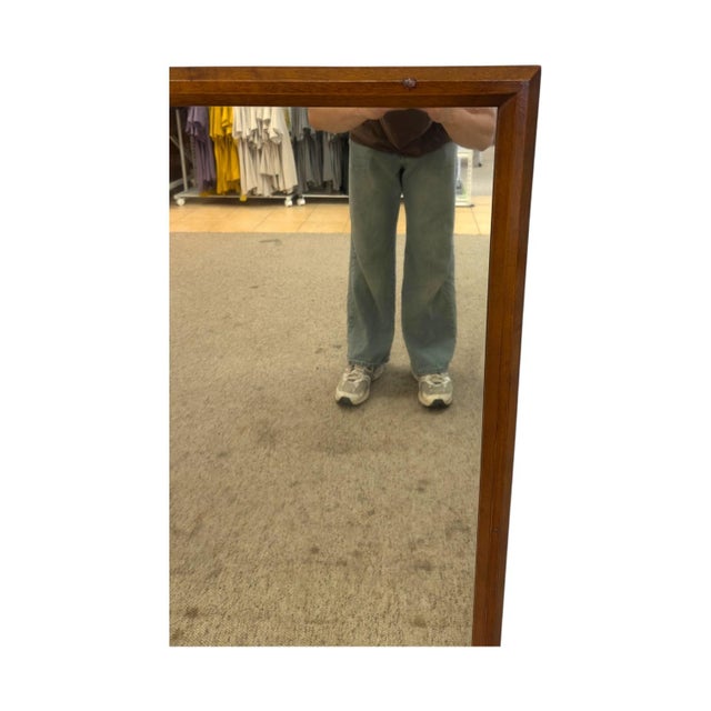 Vintage Mid-Century Modern Wood Frame Wall Mirror For Sale In Seattle - Image 6 of 8