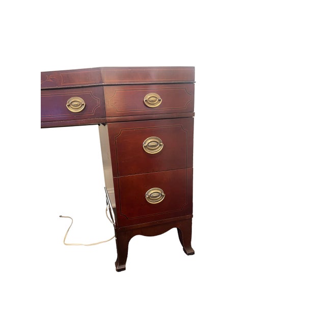 1930s 20th Century English Georgian Revival Mahogany Pedestal Desk For Sale - Image 5 of 10