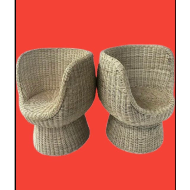 Fabulous vintage French accent chairs truly a sweet touch to any room. Made of wicker & rattan just need your upholstery...