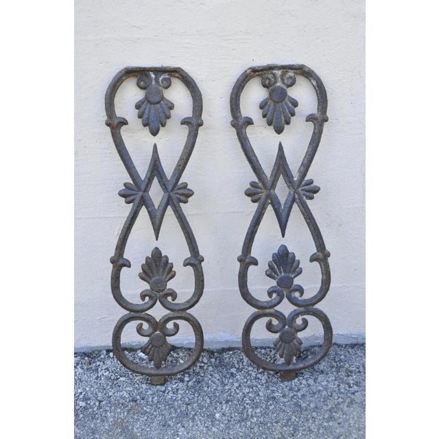 Antique Victorian Cast Iron Gate Supports Architectural Elements - A Pair For Sale - Image 9 of 12