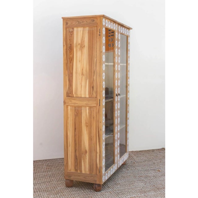 Tan Blossom Mother of Pearl Inlay Glass Cabinet For Sale - Image 8 of 10