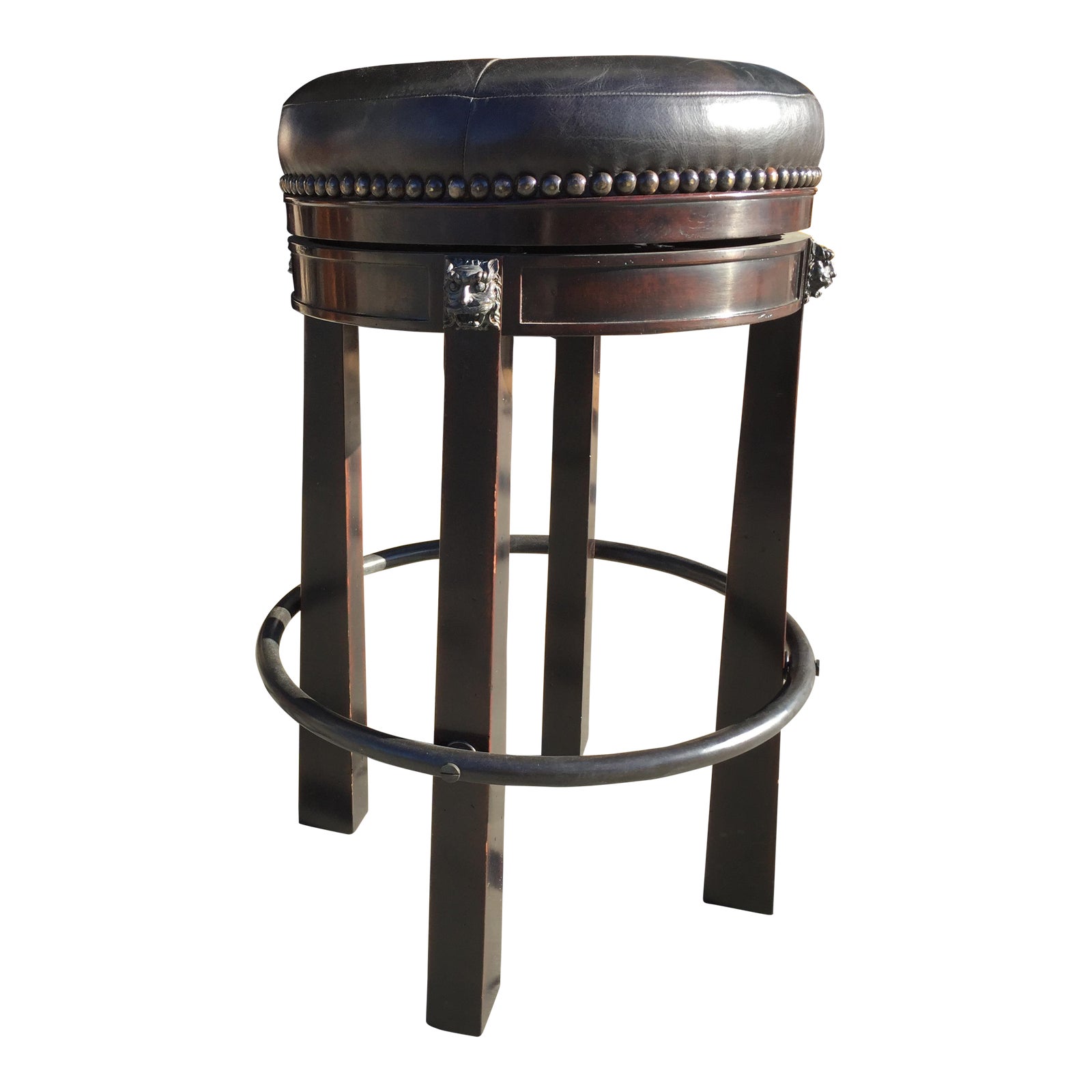 Theodore Alexander Leather Swivel Bar Stool Chairish