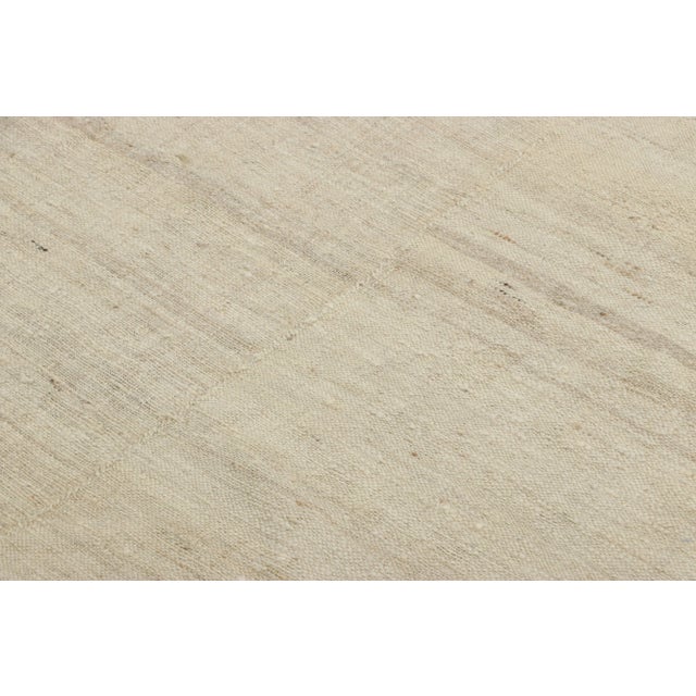 1950s Vintage Persian Mazandaran Kilim in Beige & Cream Striped Patterns - Rug & Kilim For Sale - Image 5 of 7