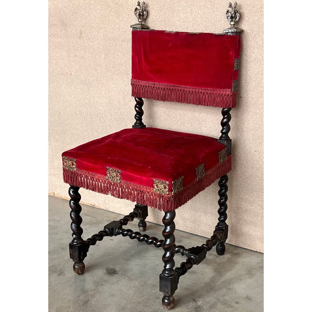 Early 19th Century Early 20th Century Spanish Carved Walnut Dining Chairs, Set of 6 For Sale - Image 5 of 9