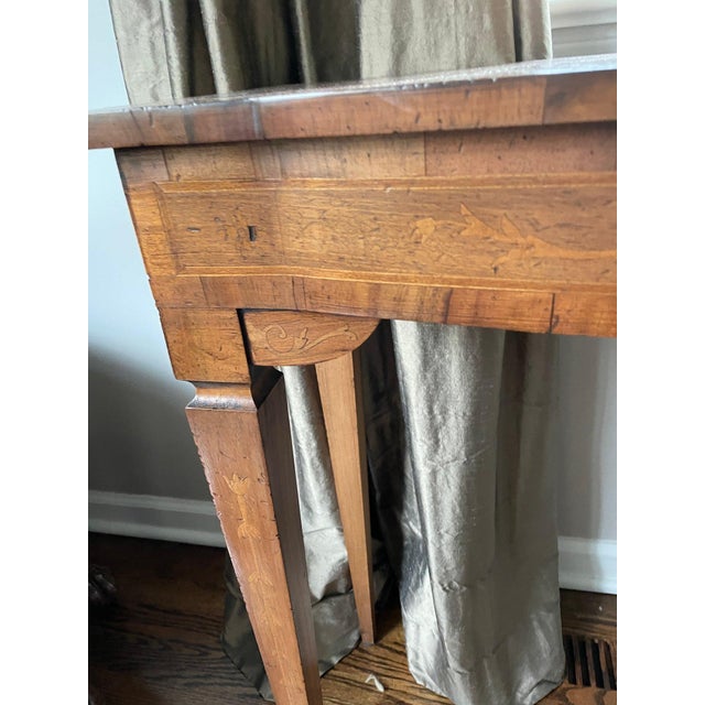 Late 19th Century Antique Edwardian Style Inlaid Walnut Bow Front Console Table For Sale - Image 5 of 10