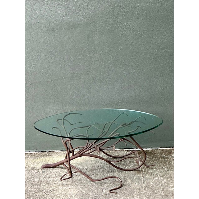 Contemporary Vintage Patinated Metal Branch Coffee Table For Sale - Image 3 of 12