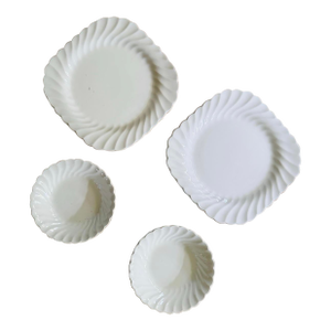 MCM Collection of Four (4) Pieces of Johnson Brothers in Snow White Pattern Includes 2 Berry Bowls & 2 Plates | English Ironstone