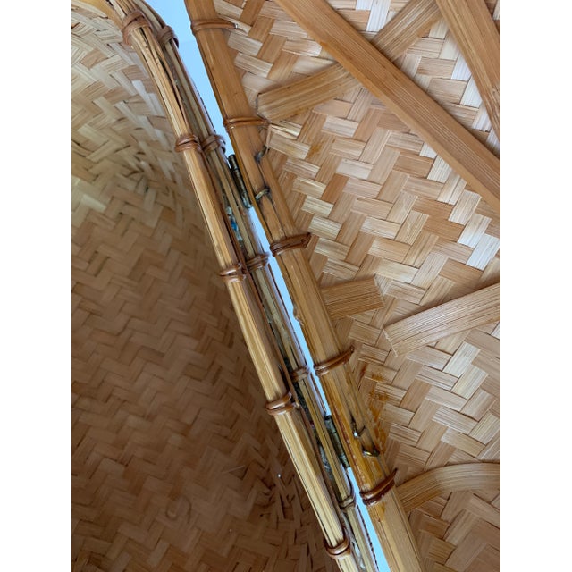Vintage Chinese Herringbone Weave Cane and Wicker Lidded Basket Storage For Sale - Image 10 of 12