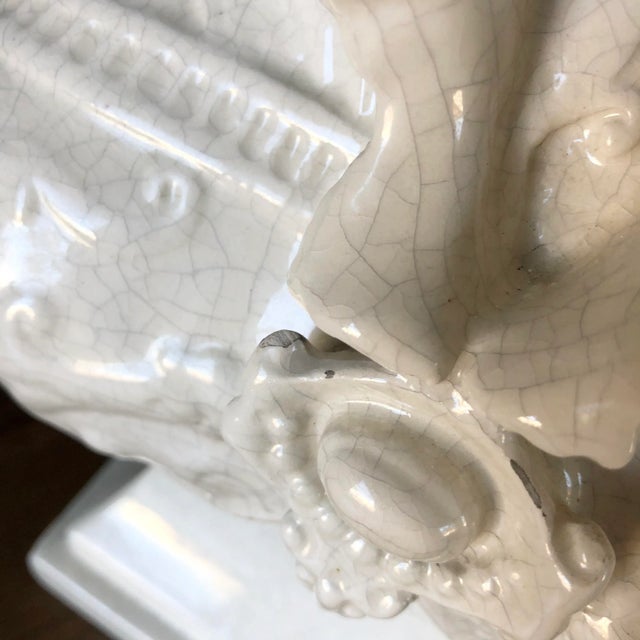 Vintage White Italian Pottery Bust of a Woman For Sale - Image 9 of 11