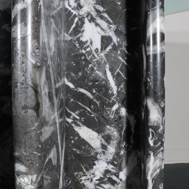 1980s 1980s Sculptural Black Graffiti Marble & Octagonal Glass Dining Table For Sale - Image 5 of 7